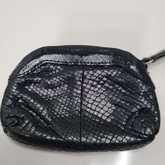 Brighton Snakeskin Purse Small Pouch Heart Genuine Black Leather - Picture 3 of 7